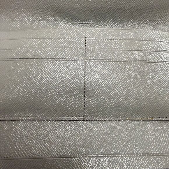 Coach Pebbled Gray Leather Slim Envelope Wallet Clutch snap closure - Picture 7 of 14